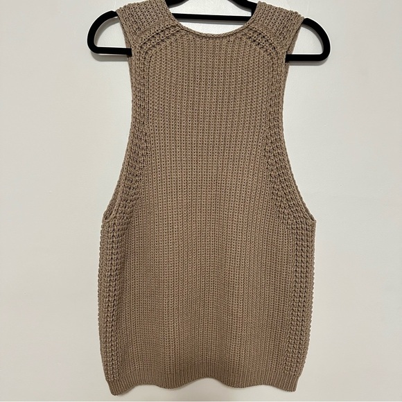 Vince Chunky Waffle Knit Sweater Tank Khaki Small - Picture 4 of 6